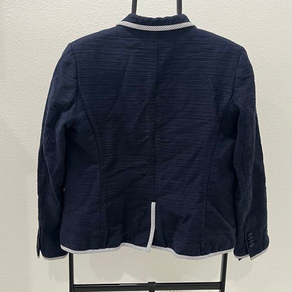 Brooks Brothers Women's Petite 12P Navy Blue With Striped Trim Blazer - Picture 4 of 7